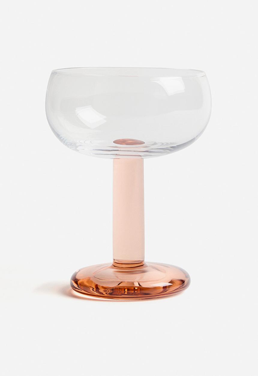 H&M - Mouth-blown coupe glass - transparent/pink