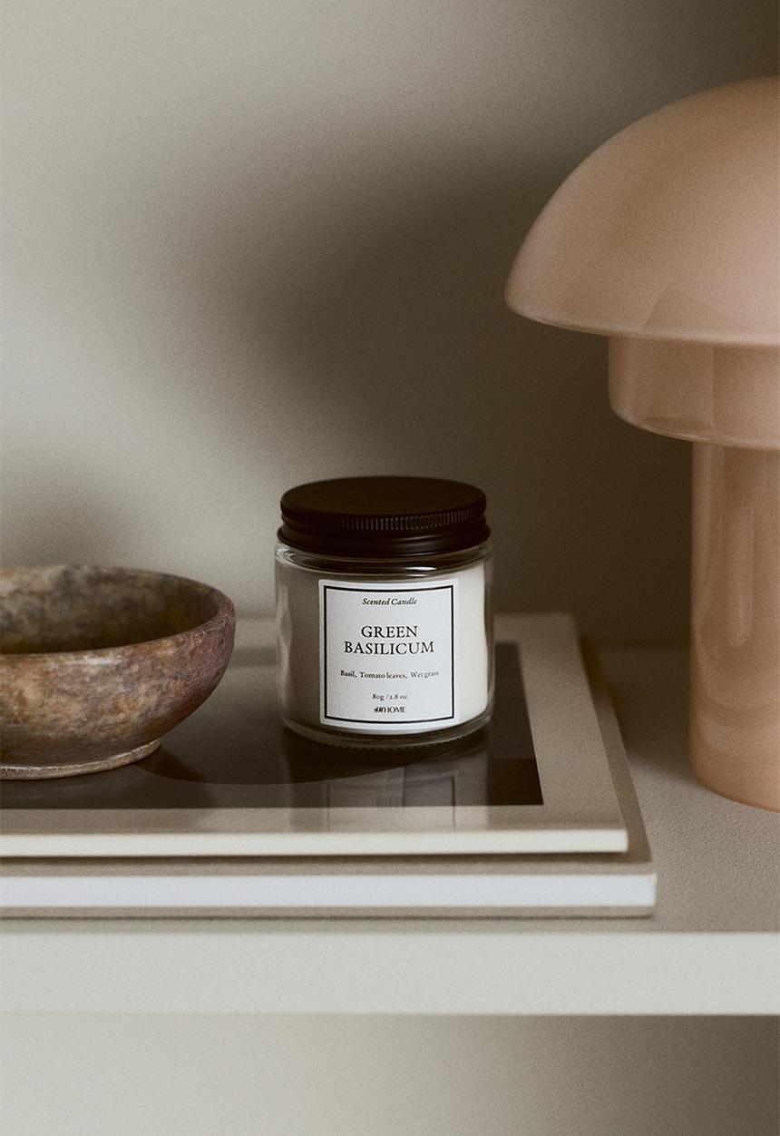 H&M - Scented candle in glass holder - green basilicum