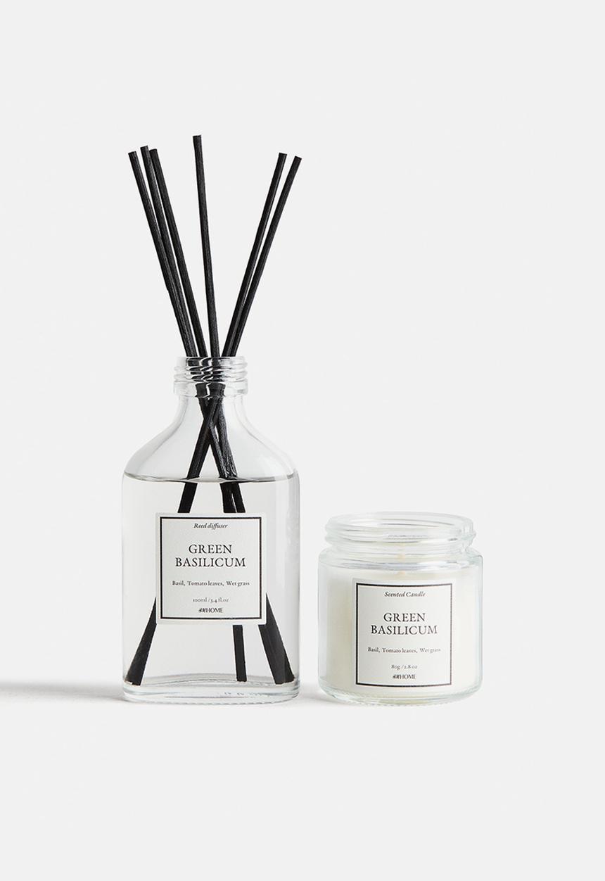 H&M - Scented candle in glass holder - green basilicum