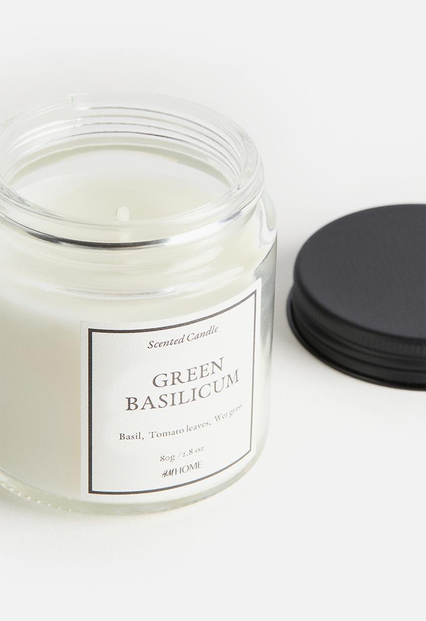 H&M - Scented candle in glass holder - green basilicum