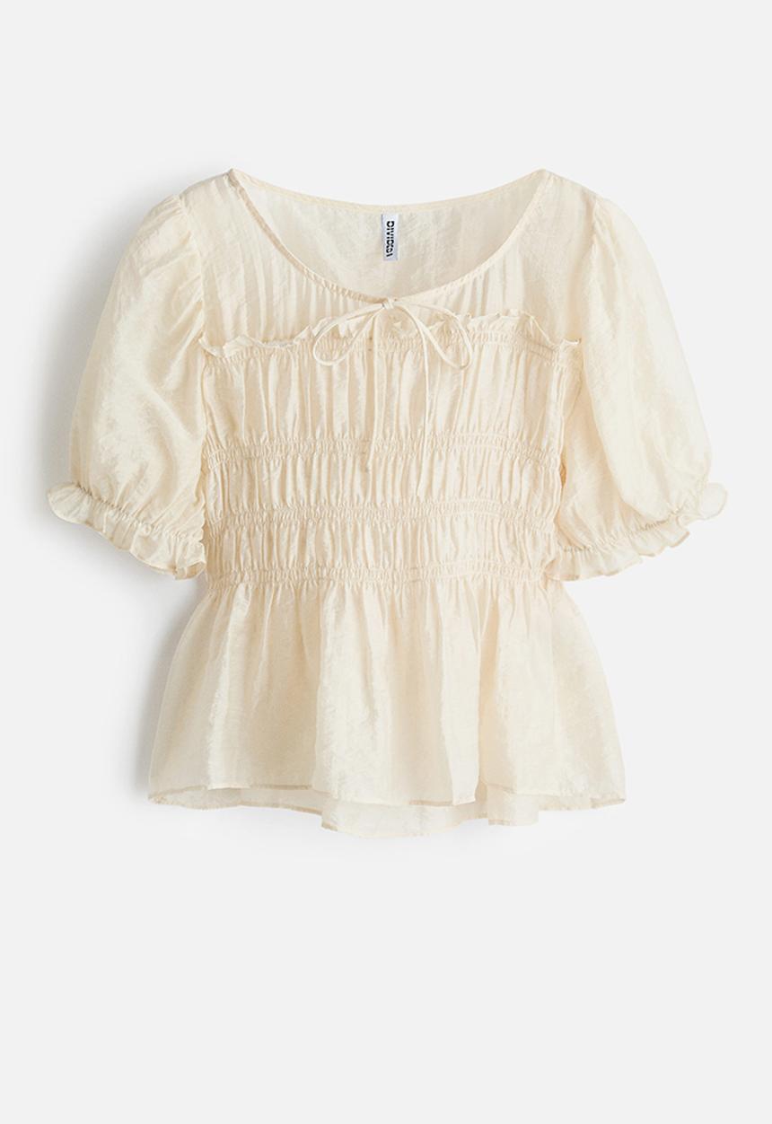 H&M - Smocked blouse - cream
