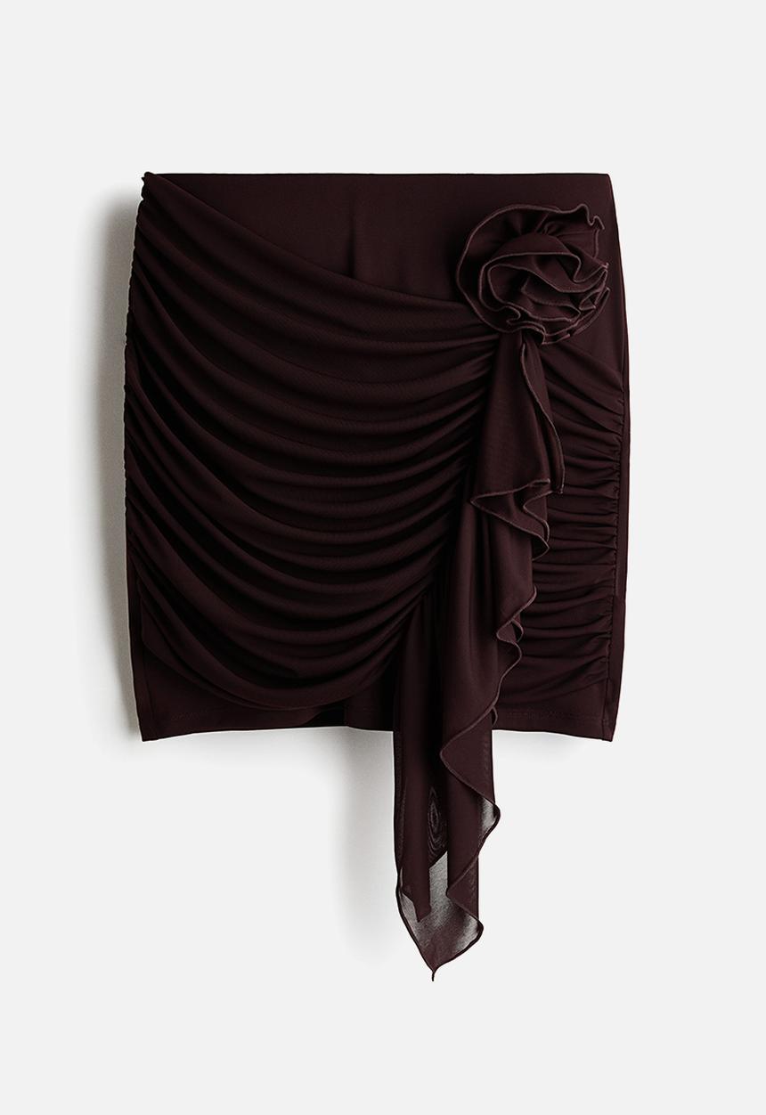 H&M - Flower-detail mini skirt - dark brown