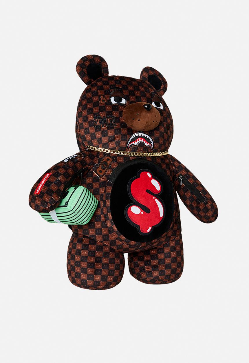 Sprayground - Sharks In Paris Bubble Brown Check Moneybear Backpack - Brown