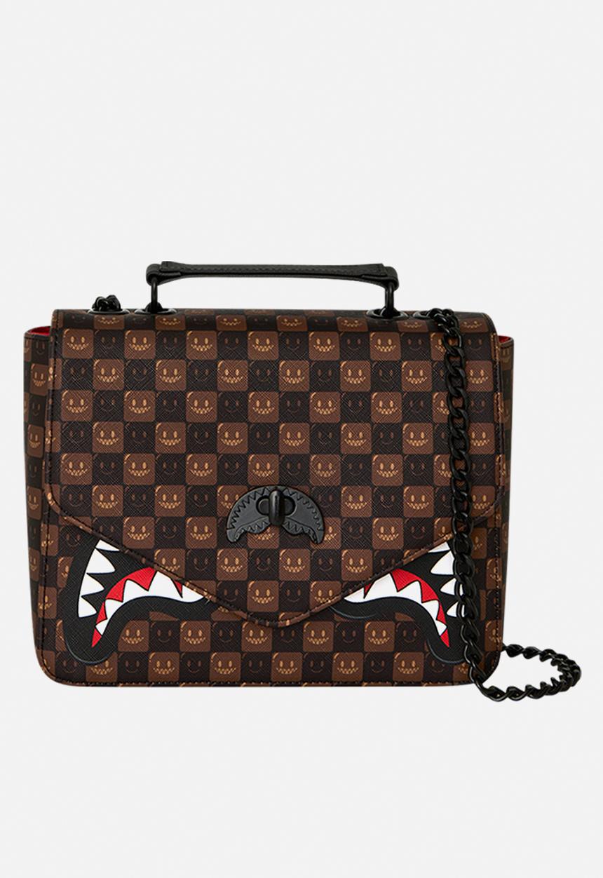 Sprayground - Sharks In Paris Bubble Brown Check Handbag - Brown