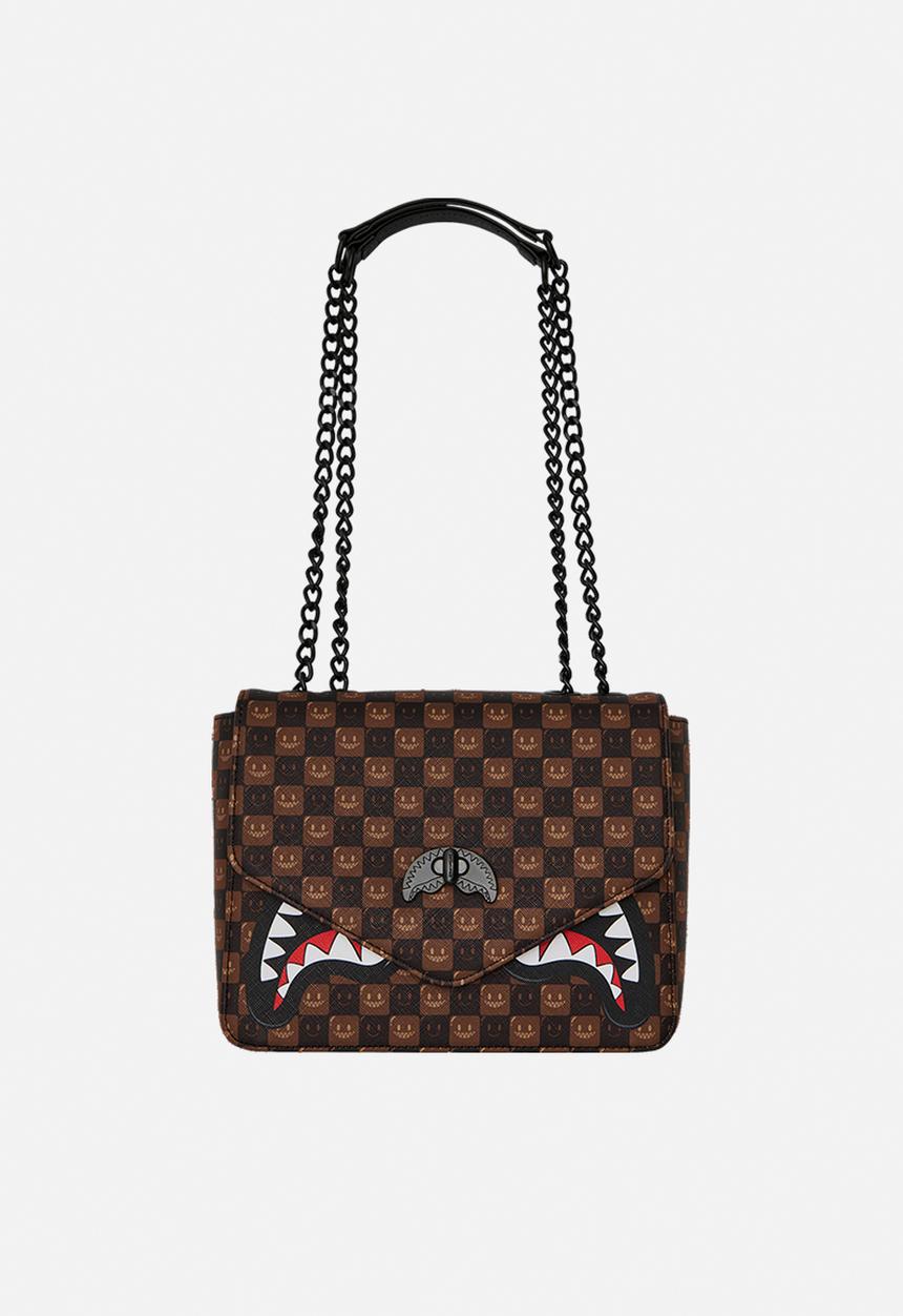 Sprayground - Sharks In Paris Bubble Brown Check Handbag - Brown