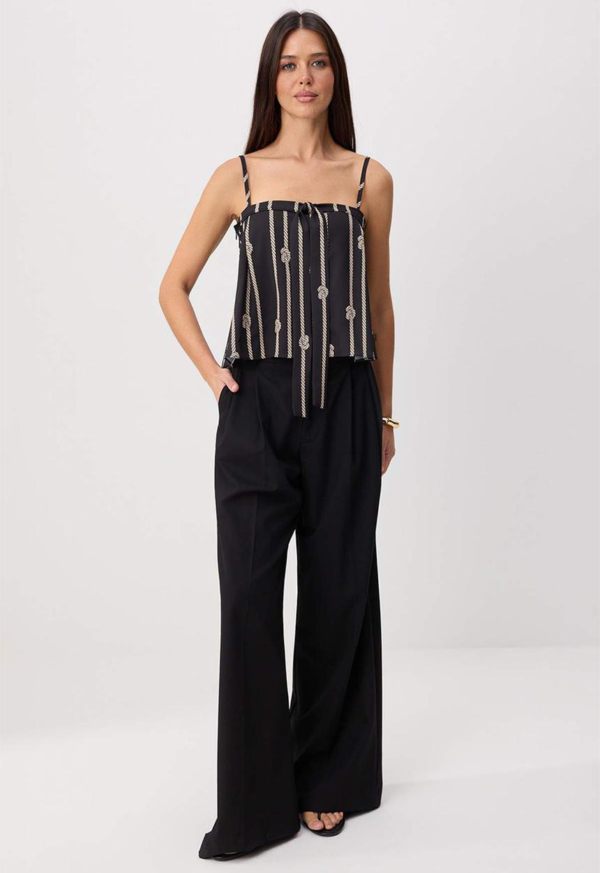 Trendyol - Rope Pattern Chiffon Blouse - Black