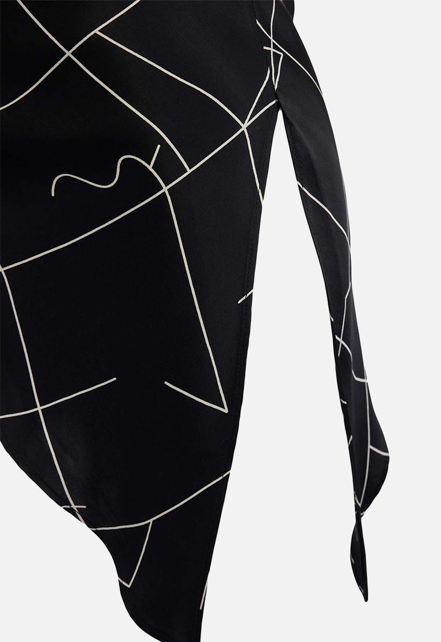 Trendyol - Asymmetric Patterned Satin Blouse - Black