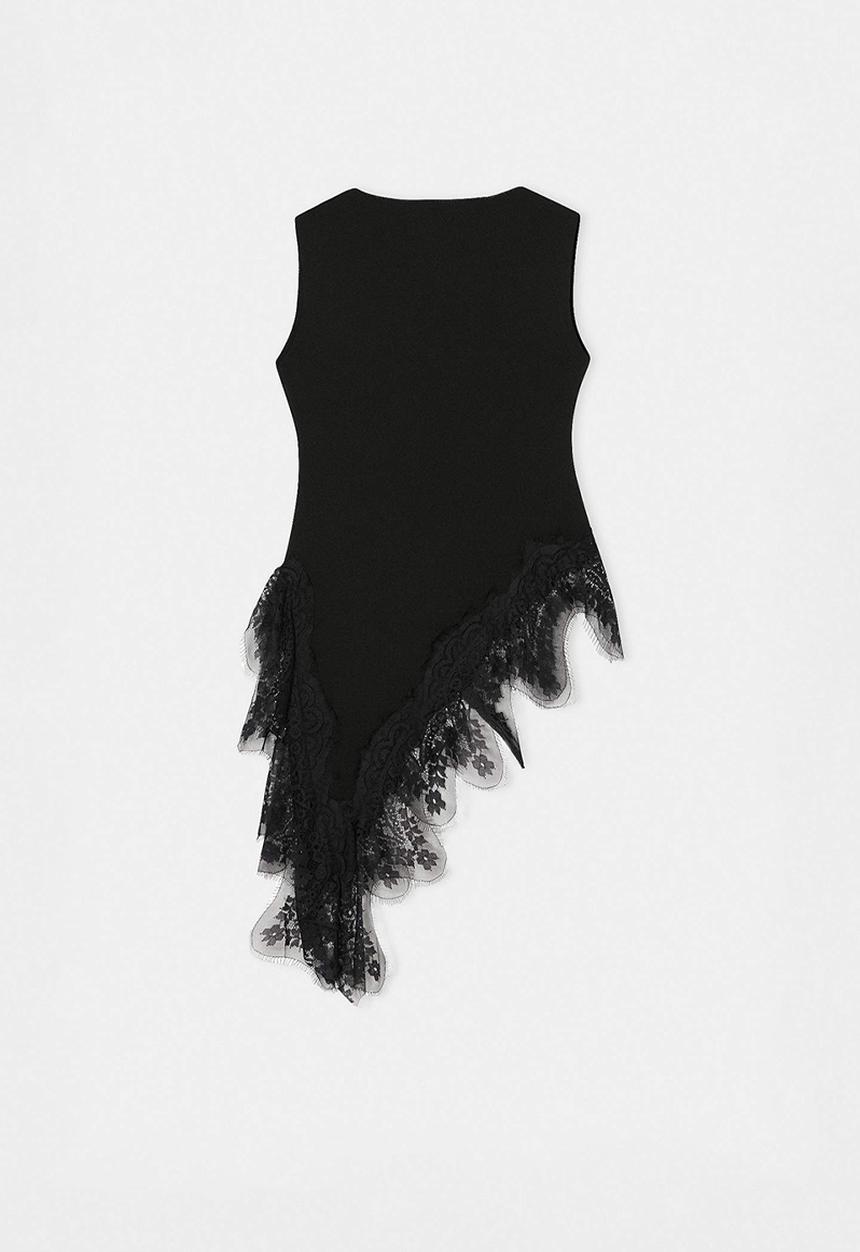 Trendyol - V-Neck Lace Detail Knit Blouse - Black