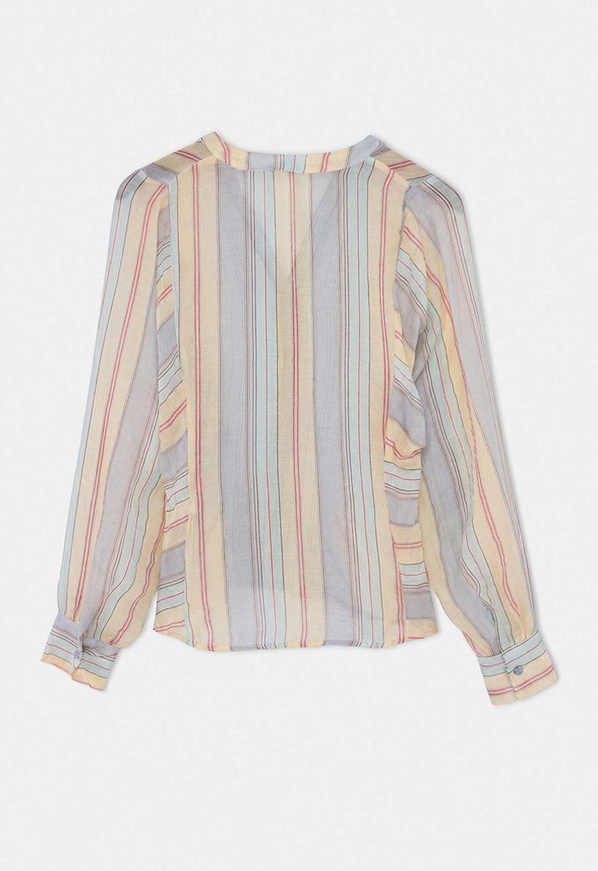Trendyol - Striped Sheer Shirt - Blue-Multicolour