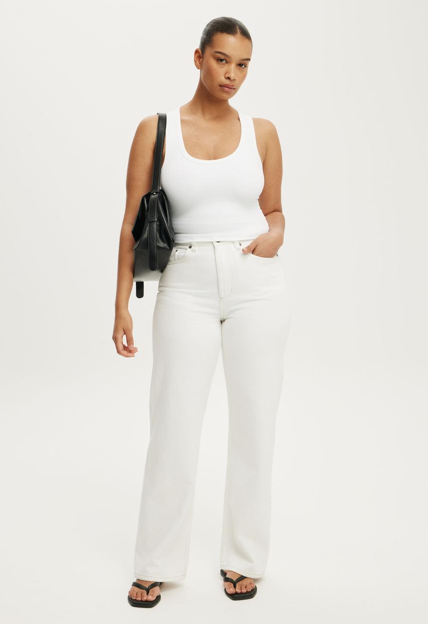Cotton On - Hold Me Scoop Neck Racerback Tank - White