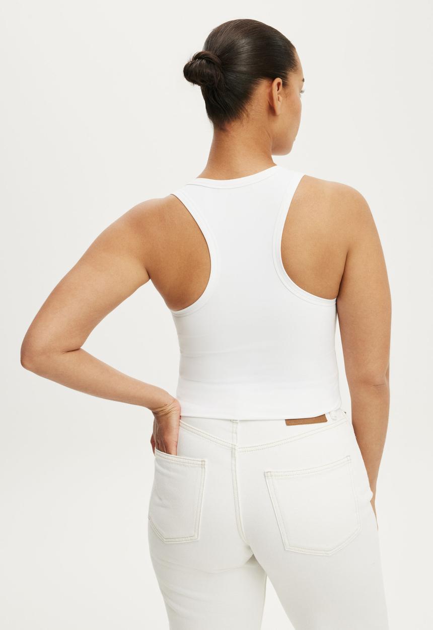 Cotton On - Hold Me Scoop Neck Racerback Tank - White