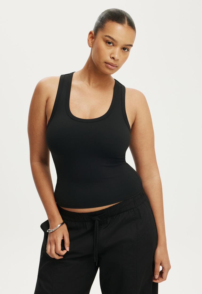 Cotton On - Hold Me Scoop Neck Racerback Tank - Black