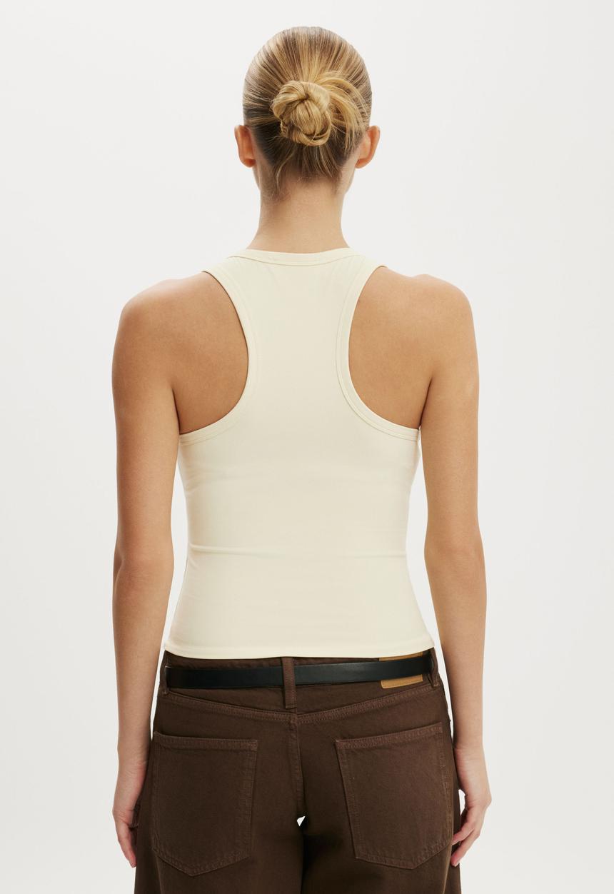 Cotton On - Hold Me Scoop Neck Racerback Tank - Vanilla Glow
