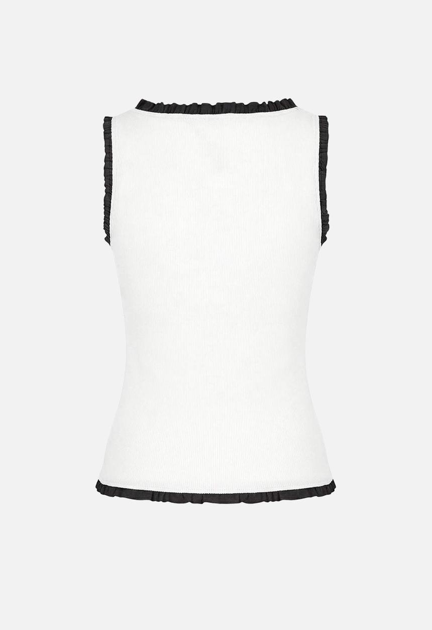 Trendyol - Fitted Square Neck Corded Top with Pocket Detail - White