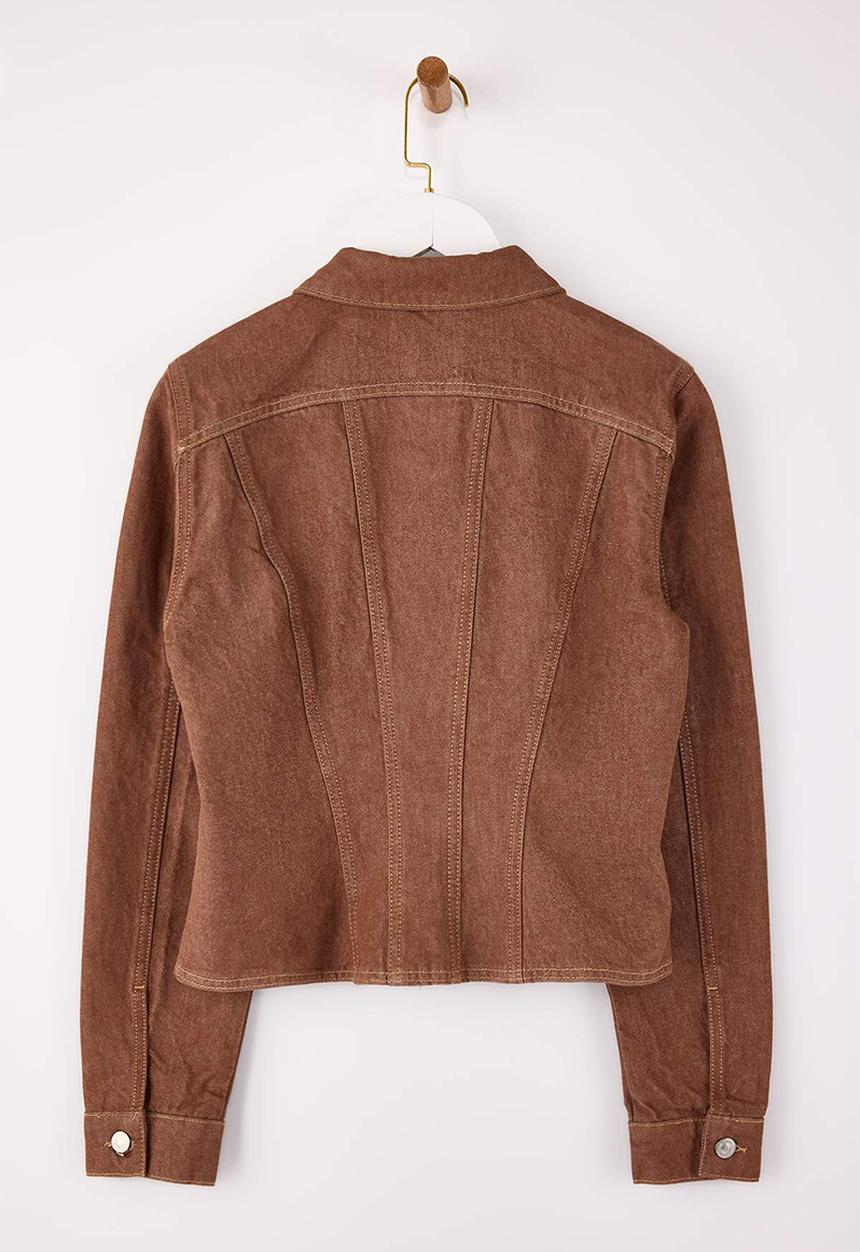 Trendyol - Limited Edition Fitted Cotton Trucker Jacket - Brown