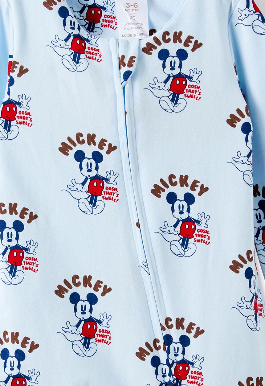 Cotton On - Growie Long Sleeve Zip Romper License - Lcn Dis Blue Whisper/Mickey Gosh That S Swell