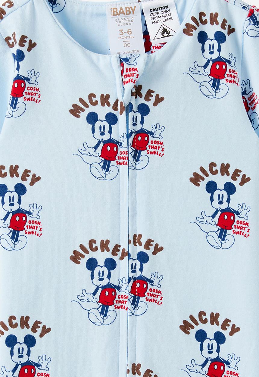 Cotton On - Growie Short Sleeve Zip Romper License - Lcn Dis Blue Whisper/Mickey Gosh That S Swell