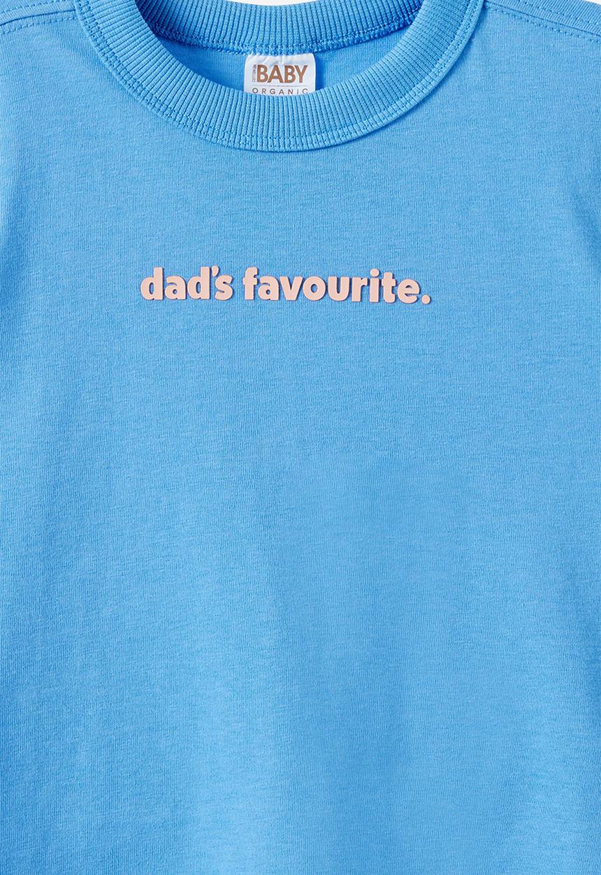 Cotton On - Baby Essential Short Sleeve Graphic Tee - Blue Bonnet/Dad S Favourite