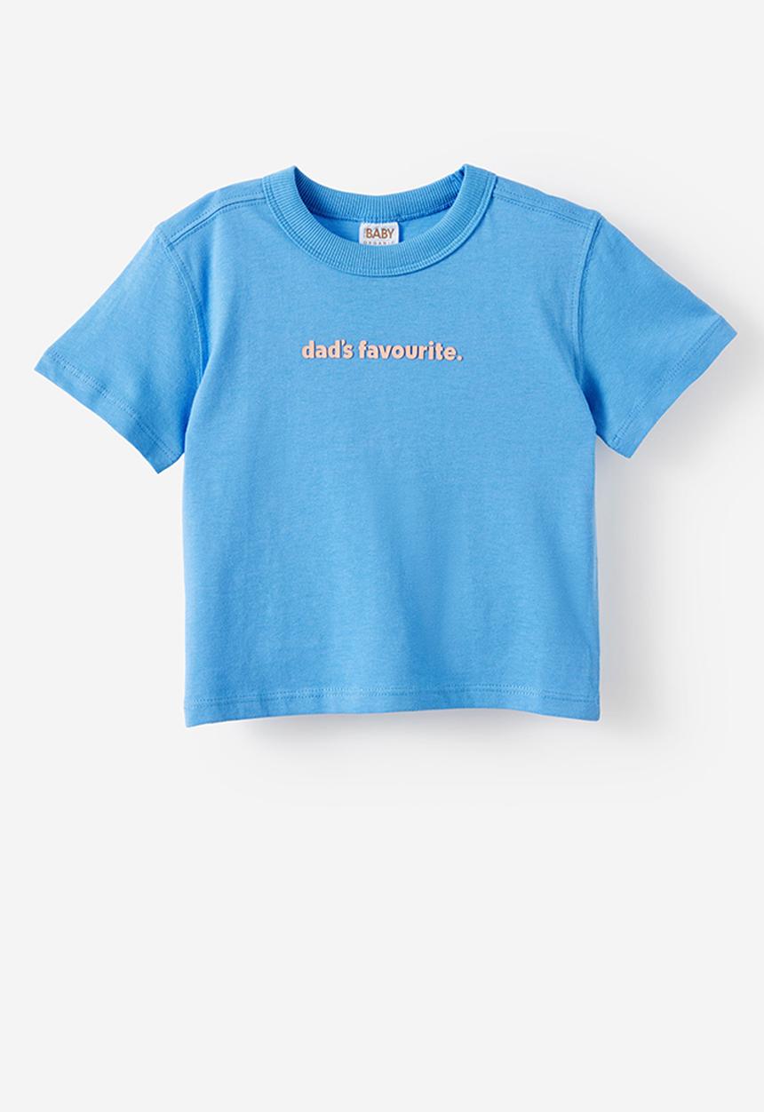 Cotton On - Baby Essential Short Sleeve Graphic Tee - Blue Bonnet/Dad S Favourite