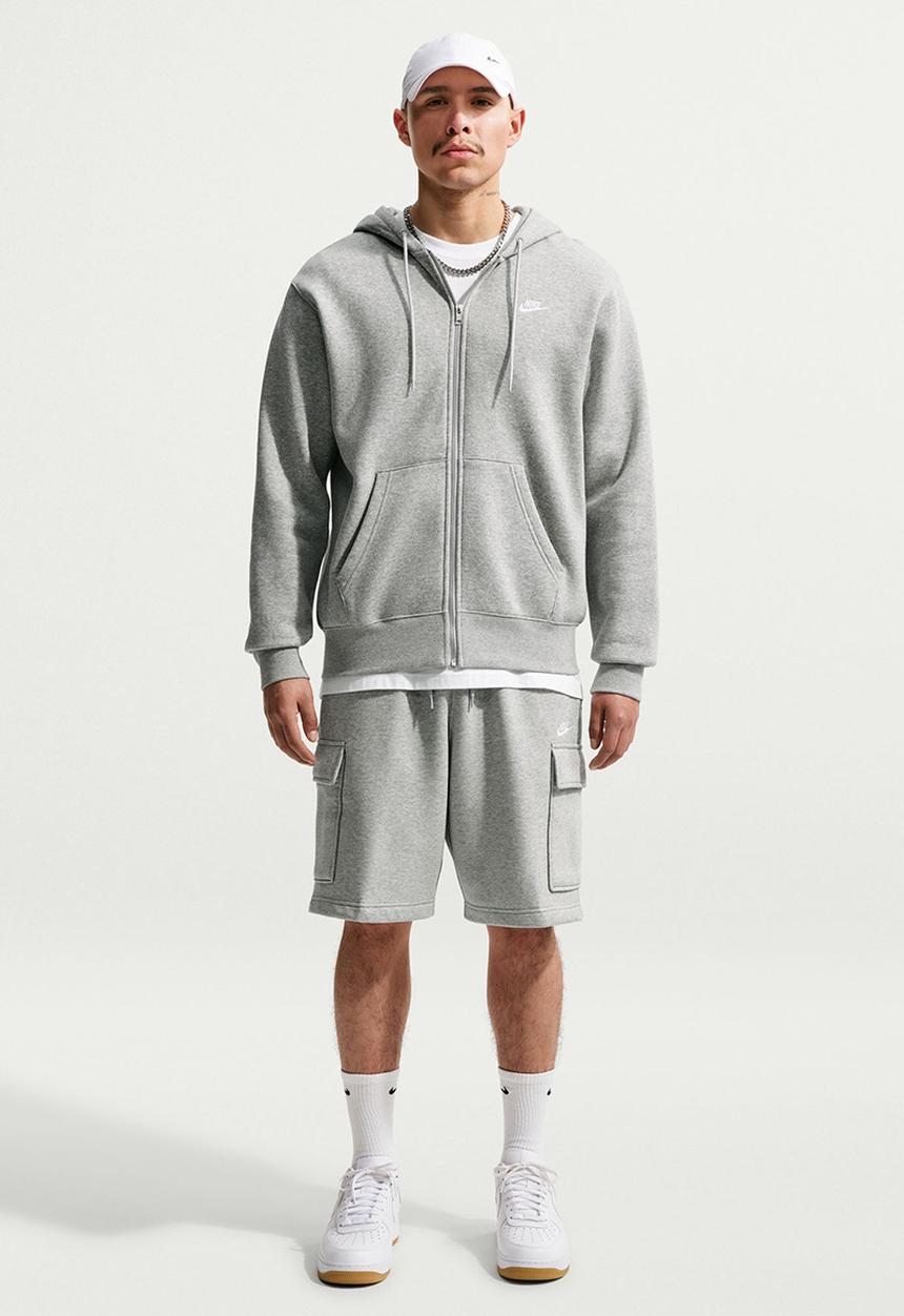 Nike -  Club  Fleece Cargo Shorts - Dk Grey Heather/Lt Smoke Grey/White