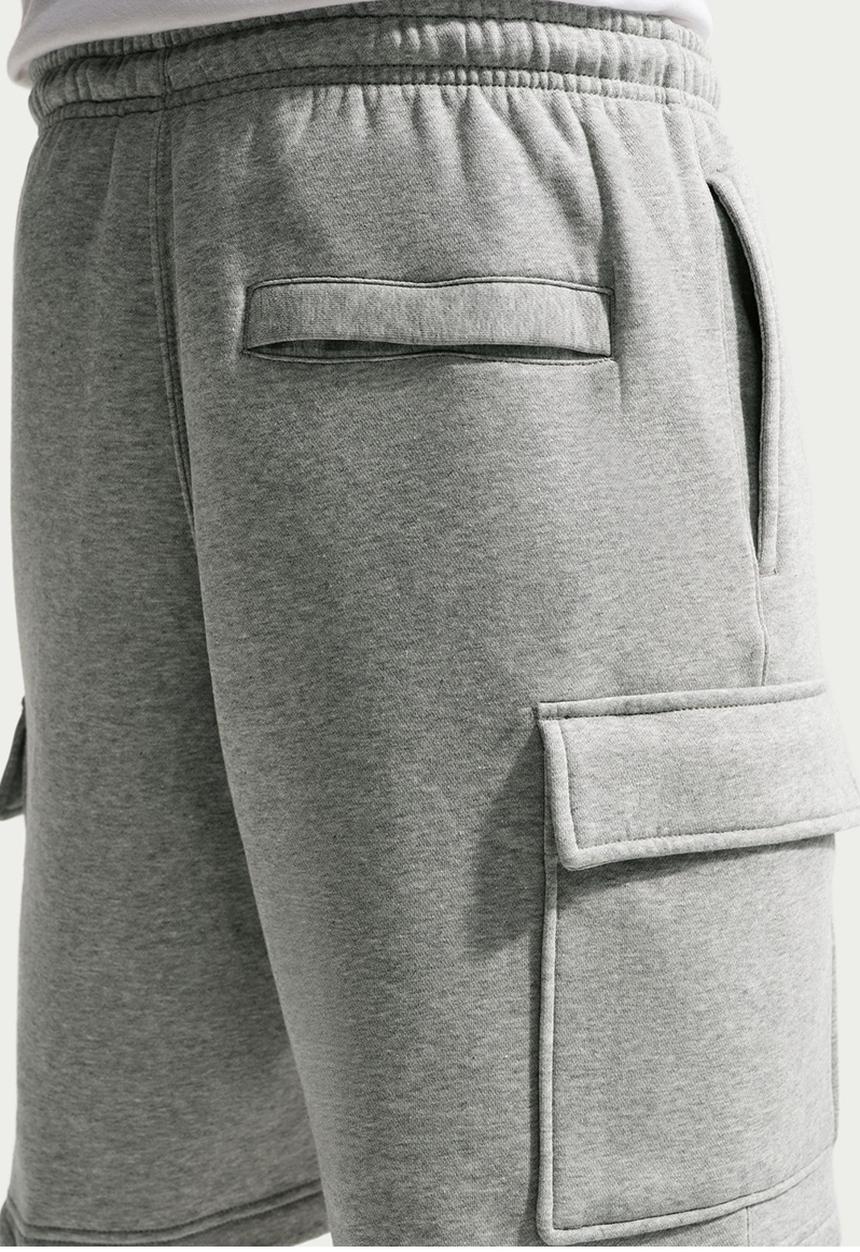 Nike -  Club  Fleece Cargo Shorts - Dk Grey Heather/Lt Smoke Grey/White