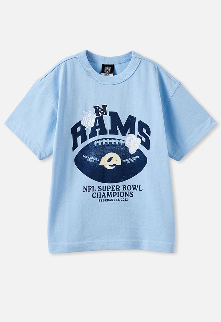 Cotton On - Licensed Drop Shoulder Short Sleeve Tee - Lcn Nfl Cloud Blue/Rams