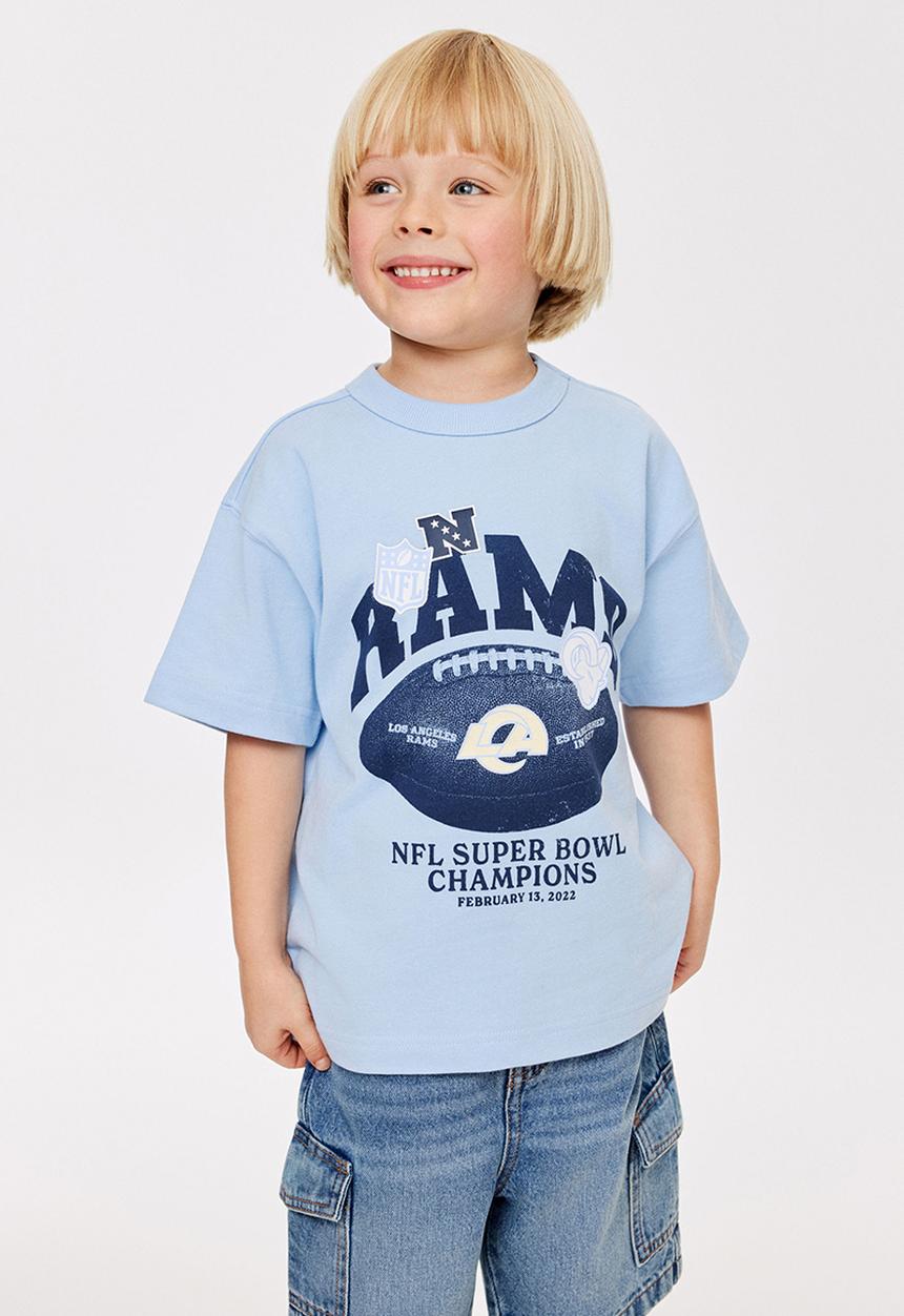 Cotton On - Licensed Drop Shoulder Short Sleeve Tee - Lcn Nfl Cloud Blue/Rams