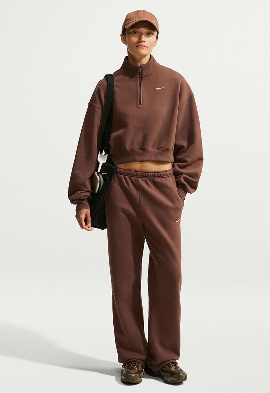 Nike - W Nk Stdo Flc Mw Os Crop Qz - Cacao Wow/Sail