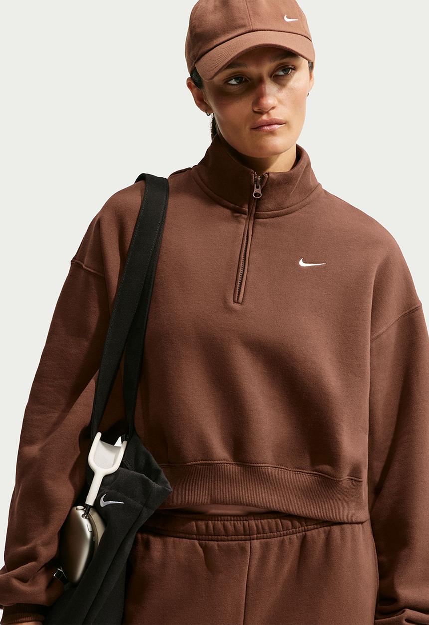 Nike - W Nk Stdo Flc Mw Os Crop Qz - Cacao Wow/Sail