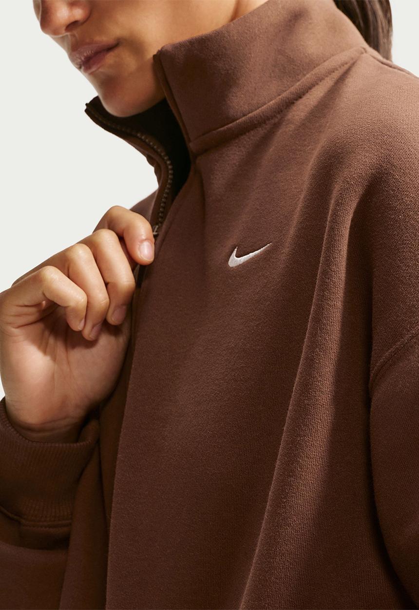 Nike - W Nk Stdo Flc Mw Os Crop Qz - Cacao Wow/Sail
