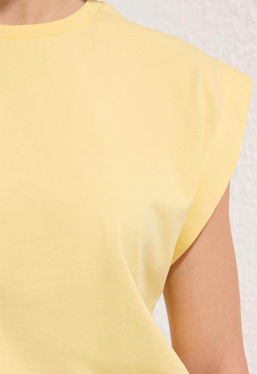 Trendyol - Basic Cotton Crew Neck T-Shirt - Light Yellow