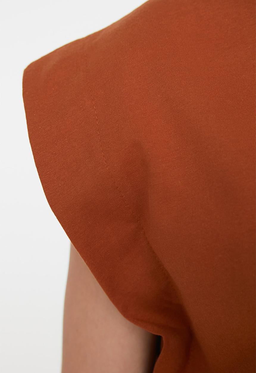 Trendyol - Basic Cotton Crew Neck T-Shirt - Cinnamon