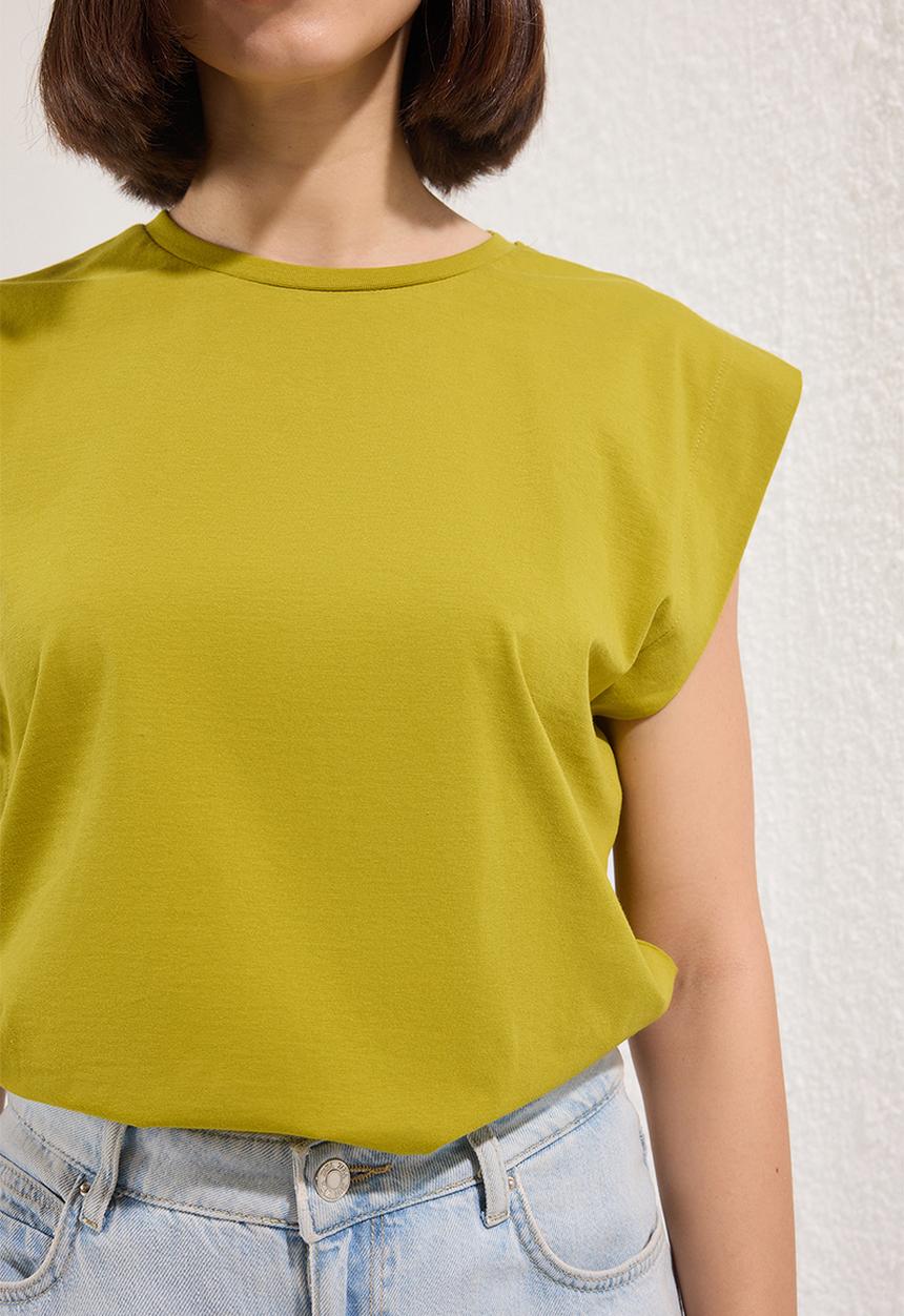 Trendyol - Basic Cotton Crew Neck T-Shirt - Oil Green