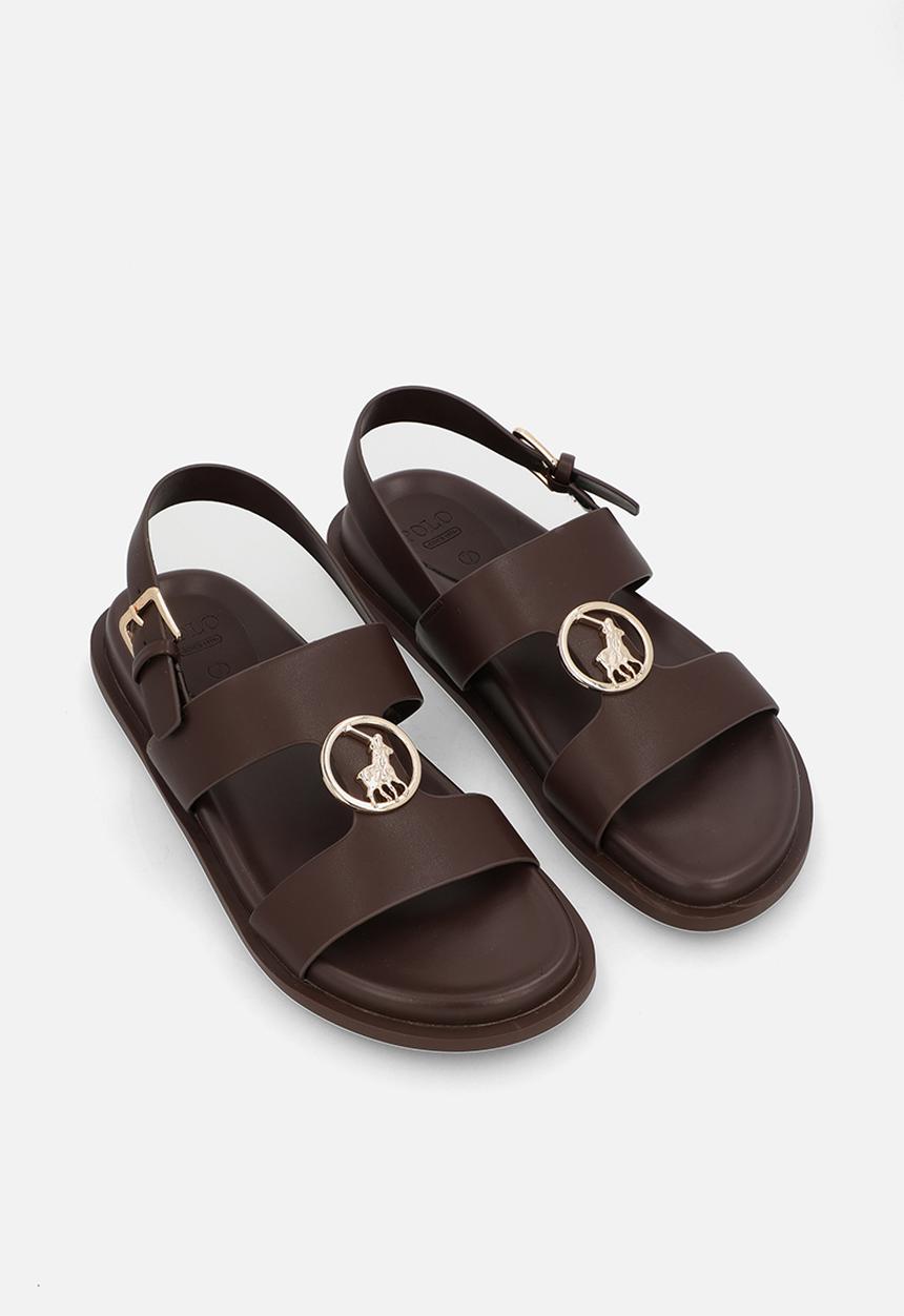 POLO - Wmn choc moulded trim sandal - chocolate