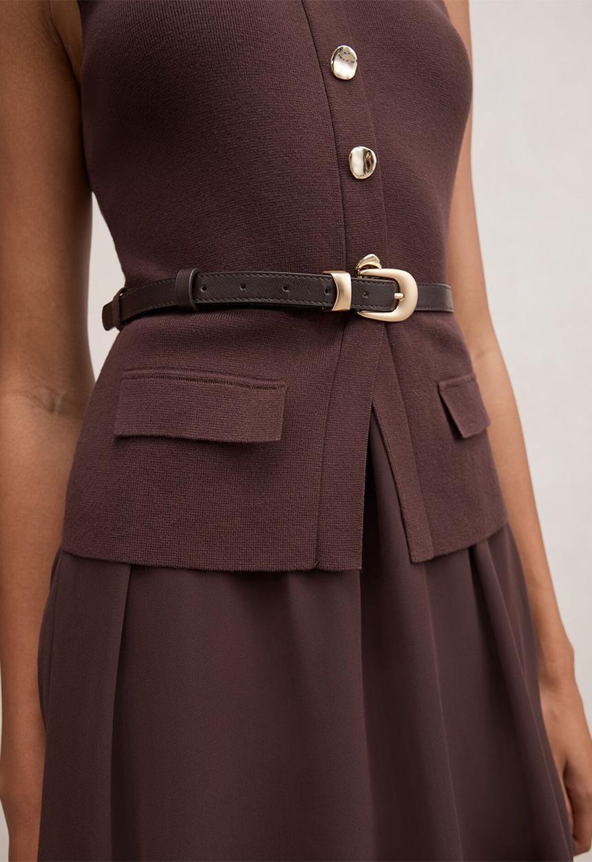 Forever New - Belle woven mix mini dress in chocolate