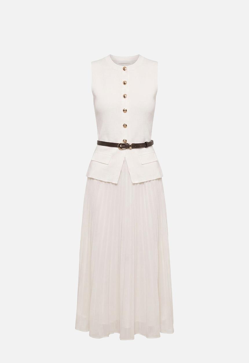 Forever New - Carrie woven mix knit dress in cream