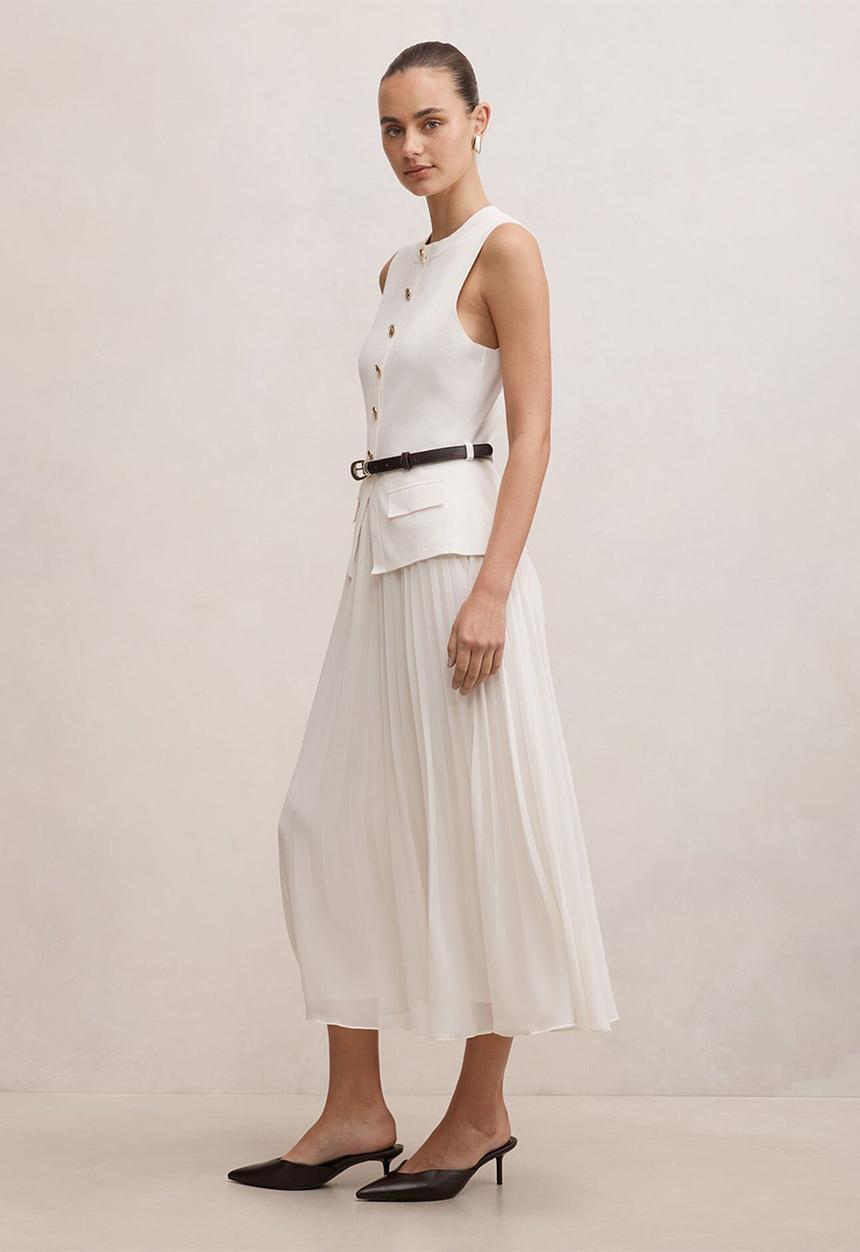 Forever New - Carrie woven mix knit dress in cream