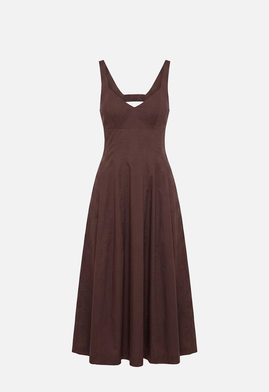 Forever New - Chessy seamed cotton midi dress in chocolate