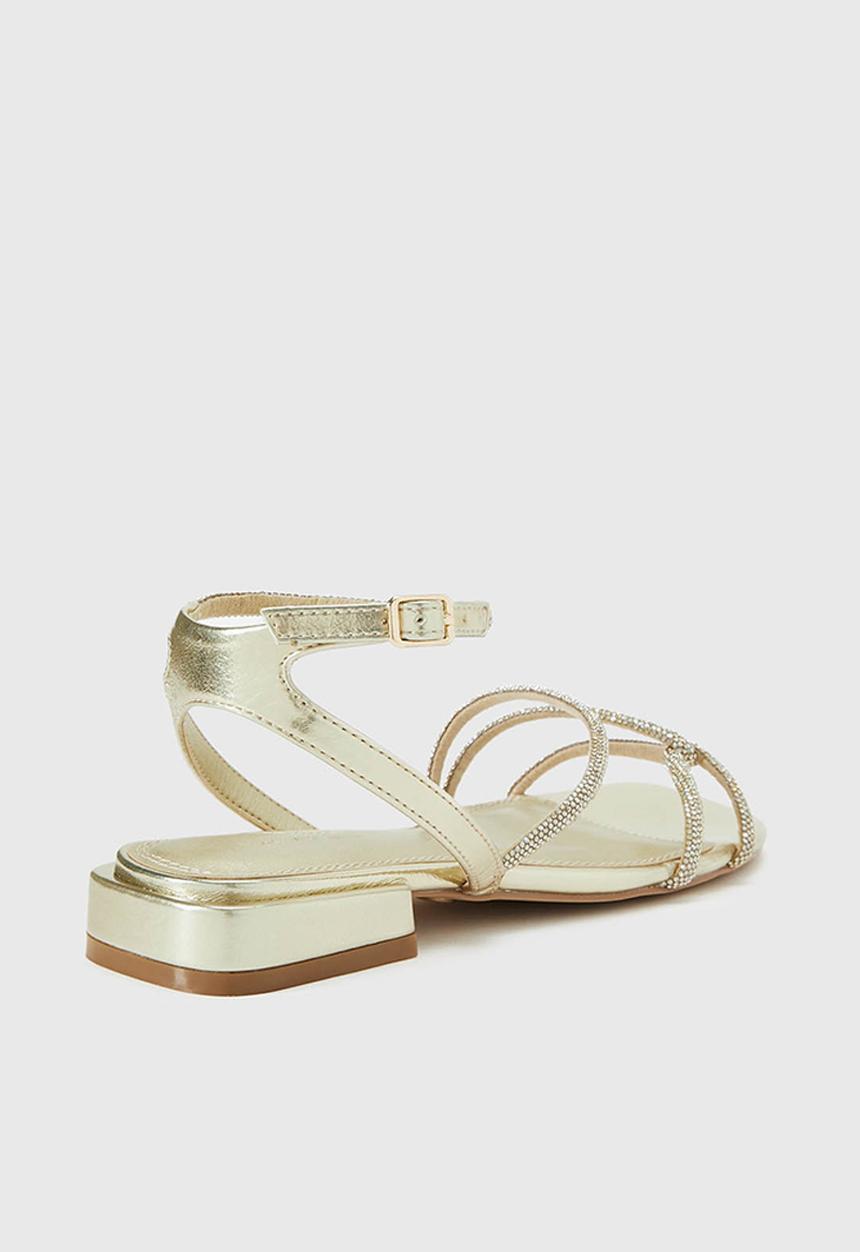 Forever New - Dominique 2 diamante strap flat pm sandal - gold
