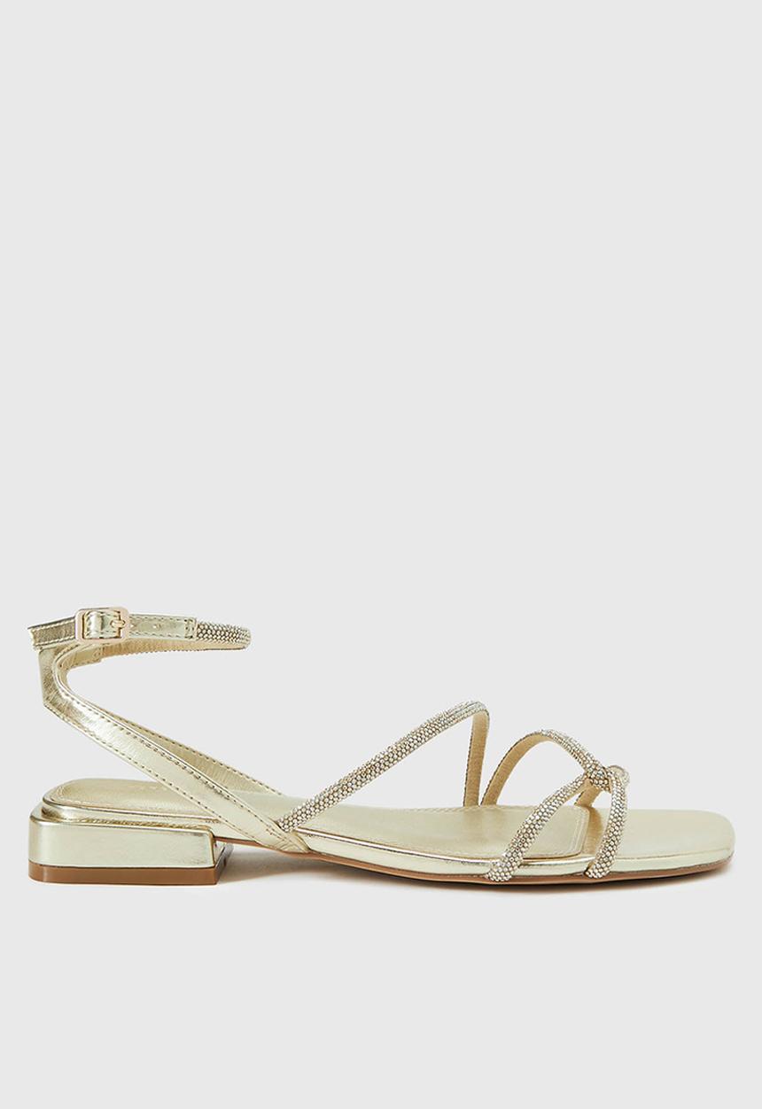 Forever New - Dominique 2 diamante strap flat pm sandal - gold
