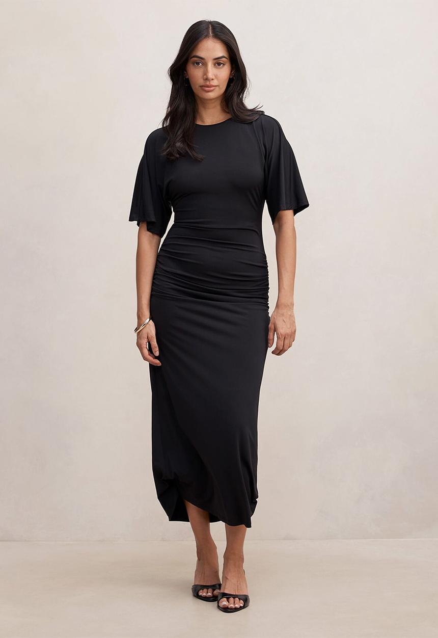 Forever New - Colbie gathered jersey midi dress in black