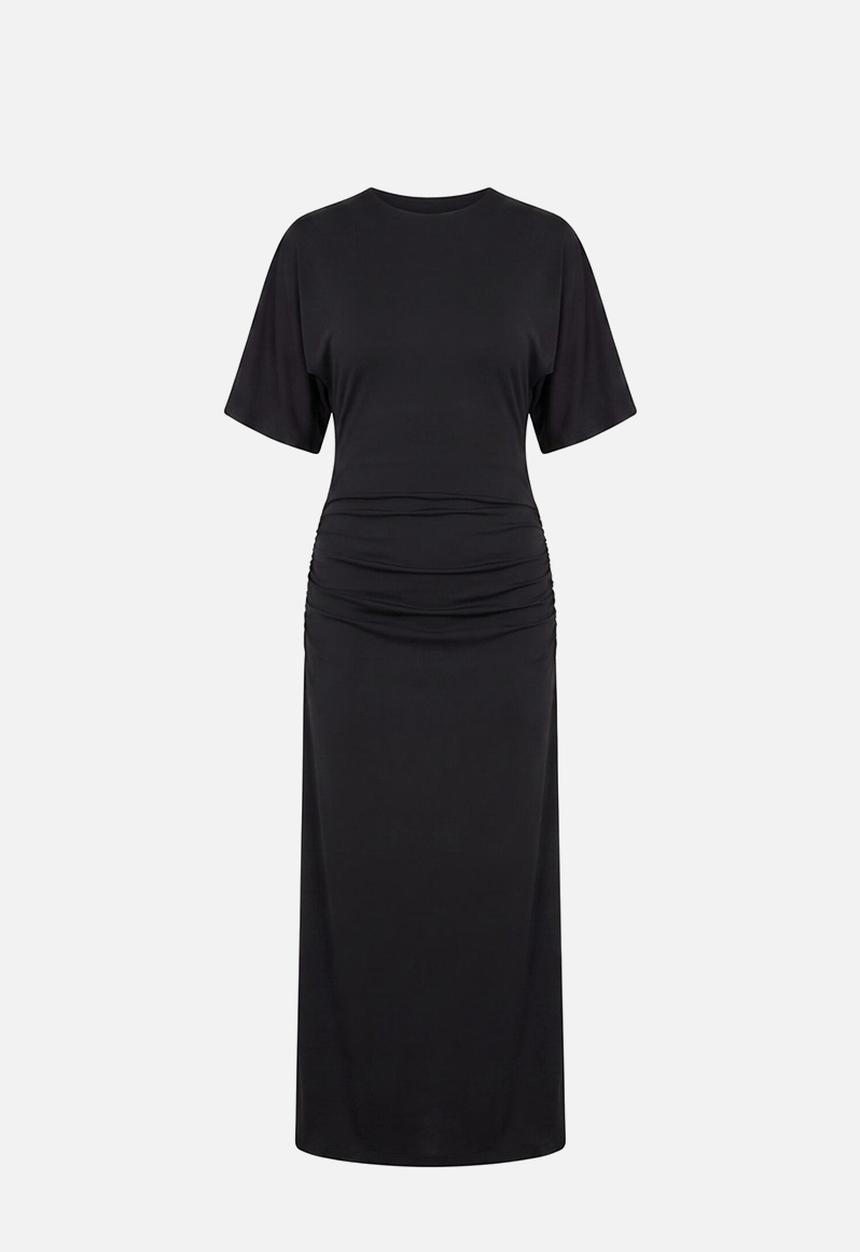 Forever New - Colbie gathered jersey midi dress in black