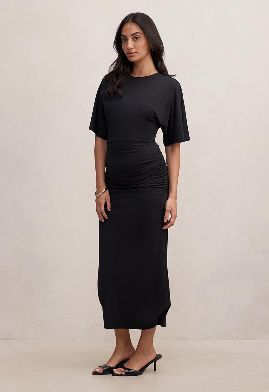 Forever New - Colbie gathered jersey midi dress in black