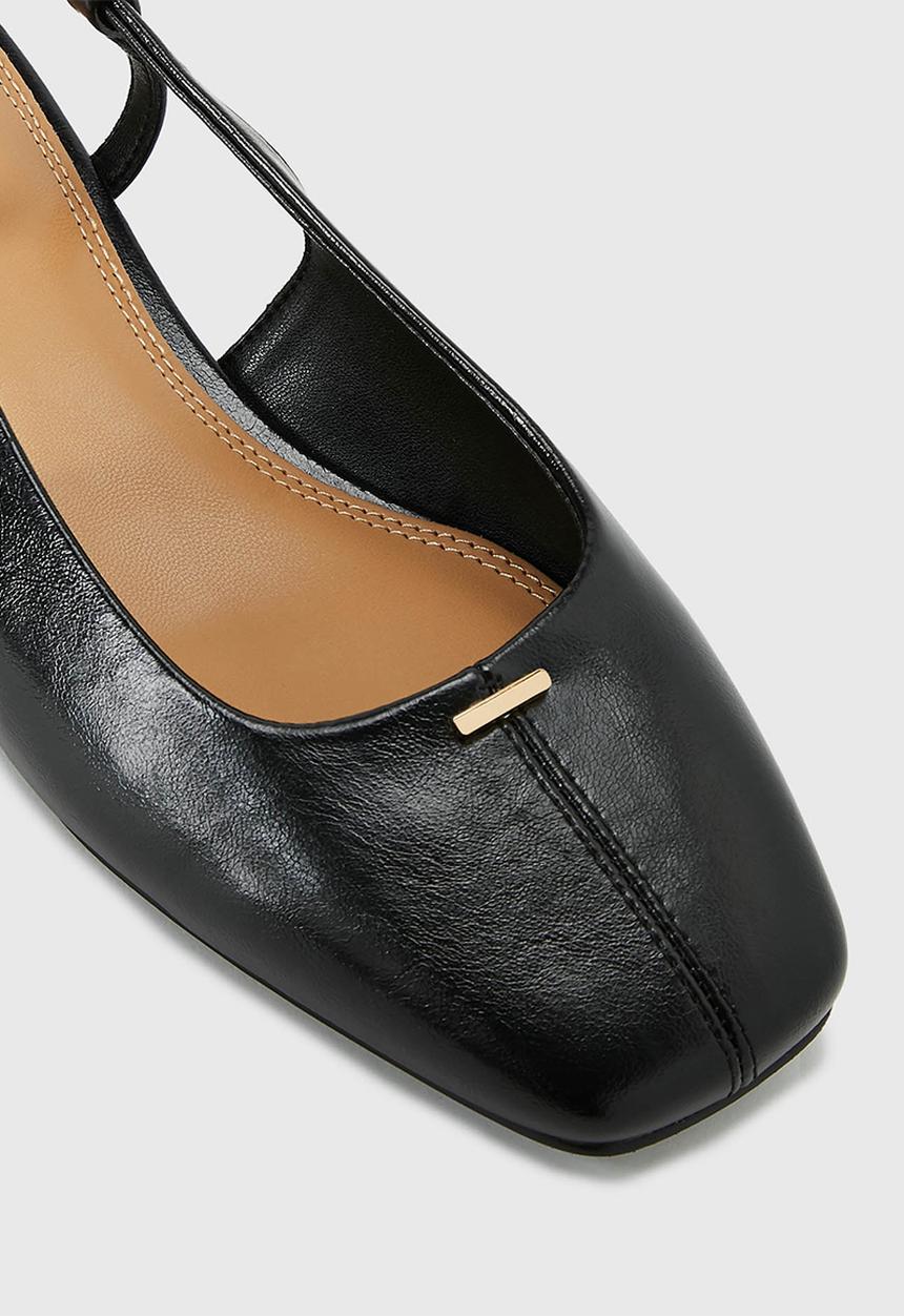 Forever New - Grace centre seam detail slingback flat - black