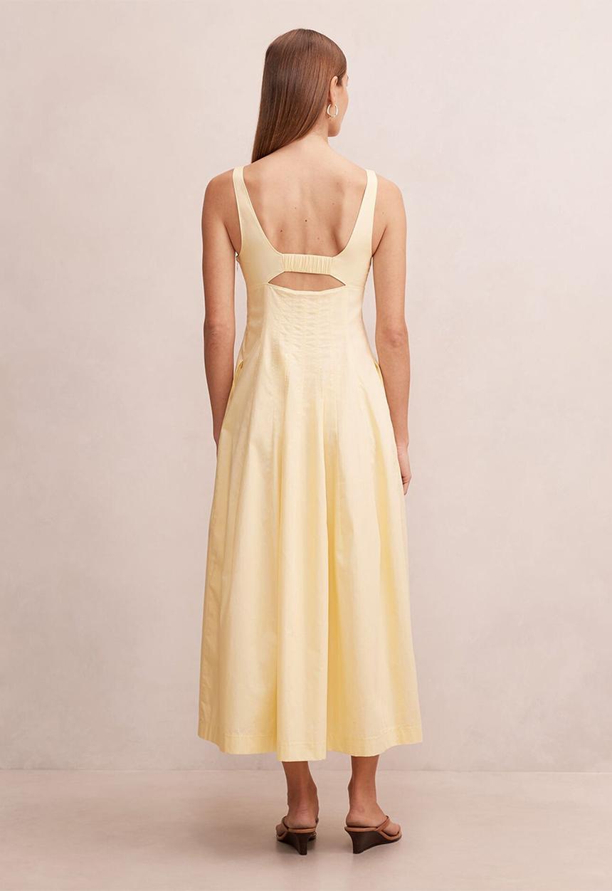 Forever New - Chessy seamed cotton midi dress in lemon sorbet