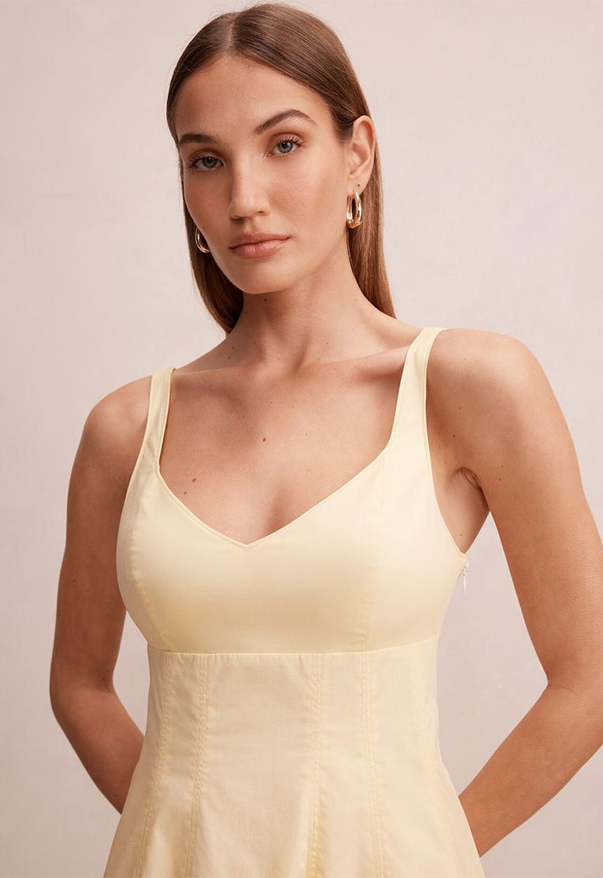 Forever New - Chessy seamed cotton midi dress in lemon sorbet