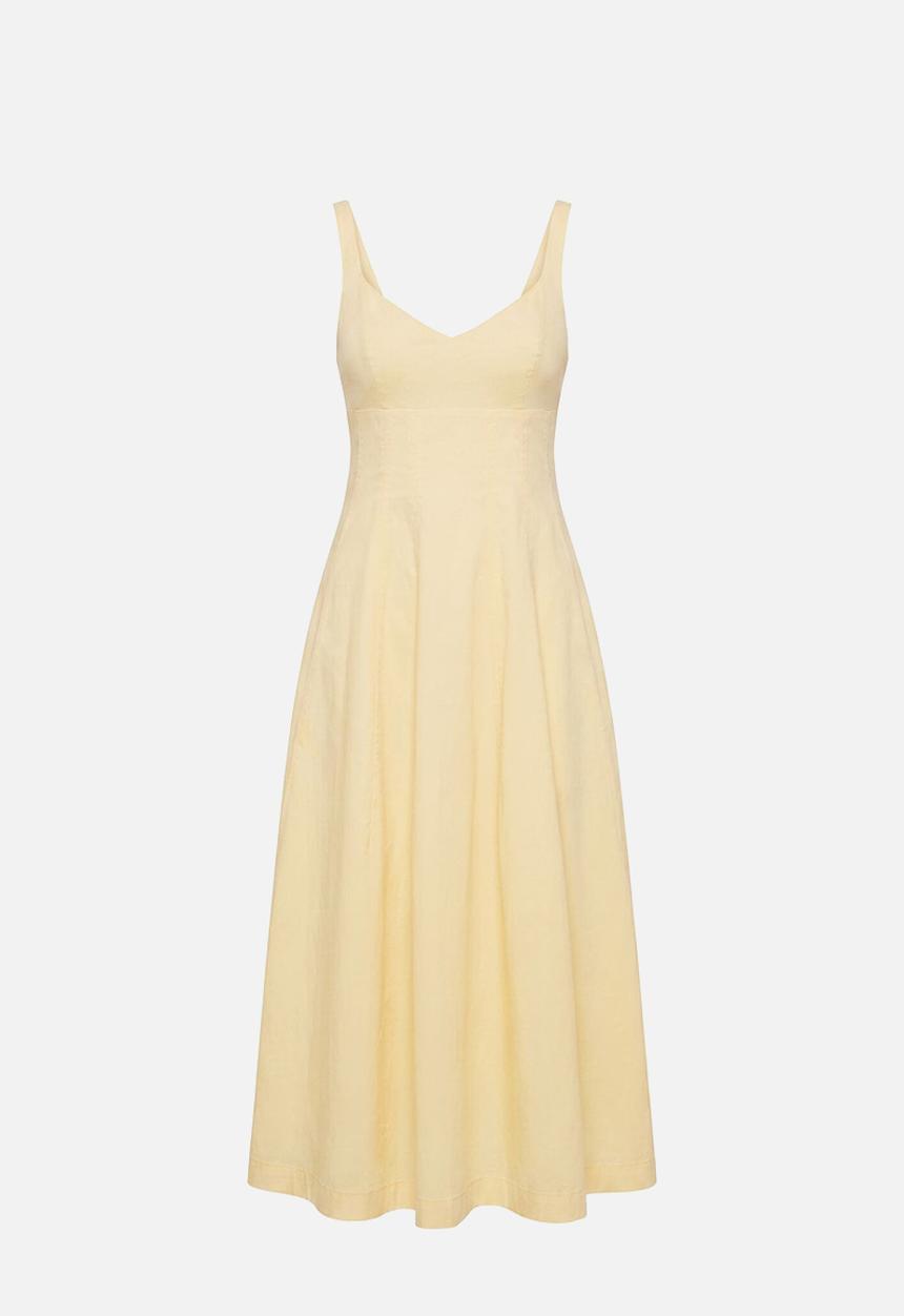 Forever New - Chessy seamed cotton midi dress in lemon sorbet
