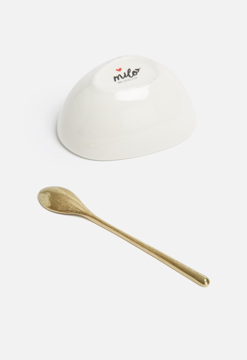 Love Milo - White bowl & gold spoon