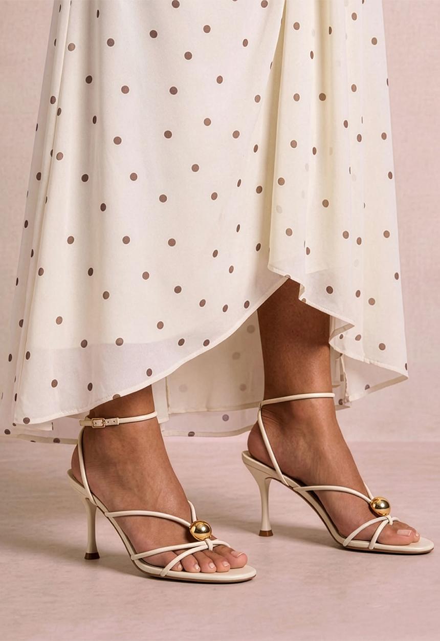Forever New - Summer strappy metal trimmed heeled sandal in ivory
