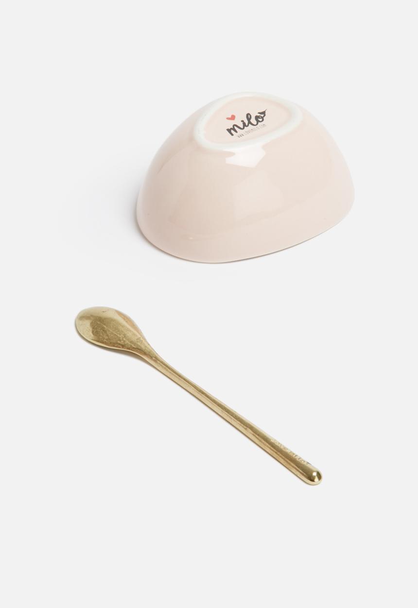 Love Milo - Pink bowl & gold spoon